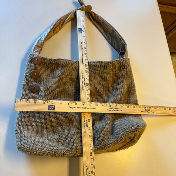 Aldo Hobo Purse Brown Knit Faux Crinkle Leather Shoulder Strap Boho - Picture 7 of 12